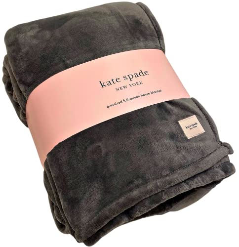 Full Queen Velvet Soft Polyester Fleece / Plush Blanket | Solid Gray by Kate Spade | 98" x 92"