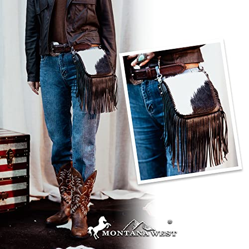 Cowhide Purse Fringe Western Purses for Women Small Crossbody Bags Wallet Leather Shoulder Cross Body Bag Messenger Bag for Women Crossbody Purse Black RLC-L161BK