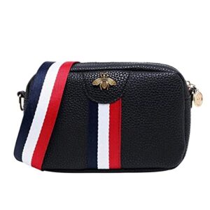 afonie trendy designer bee crossbody purse for women pu leather shoulder handbag – everyday purse & handbag, (black)