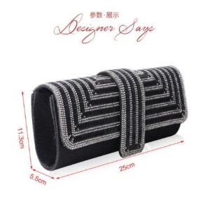 Women Evening Rhinestone Bags,Wedding Cocktail Prom Clutches Party Sparkling Rhinestone Purse (Black)