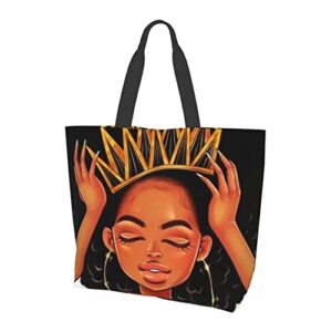 YBSJDQ African American Woman Tote Bags Shoulder Bag Afro Black Girl Magic Satchel Handbags For Shopping,Work,Gym,Gift Bag