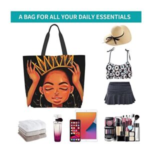 YBSJDQ African American Woman Tote Bags Shoulder Bag Afro Black Girl Magic Satchel Handbags For Shopping,Work,Gym,Gift Bag