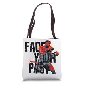 adonis creed face your past black typography tote bag