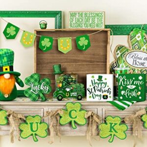 21 PCS St. Patrick's Day Decorations for Home St. Patrick's Day Tiered Tray Decor Set - Shamrock Decor Lucky Wood Sign Irish Kiss St. Patrick's Day Decor for Saint Patrick's Day Home Table Shelf