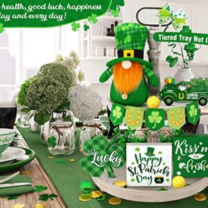 21 PCS St. Patrick's Day Decorations for Home St. Patrick's Day Tiered Tray Decor Set - Shamrock Decor Lucky Wood Sign Irish Kiss St. Patrick's Day Decor for Saint Patrick's Day Home Table Shelf