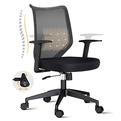 ETasker Ergonomic Office Chair Home: Mesh Desk Chairs with Wheels and Adjustable Arms - Comfortable Computer Desk Chair for Women Adults - Mid Back Swivel Task Chair for Home Office