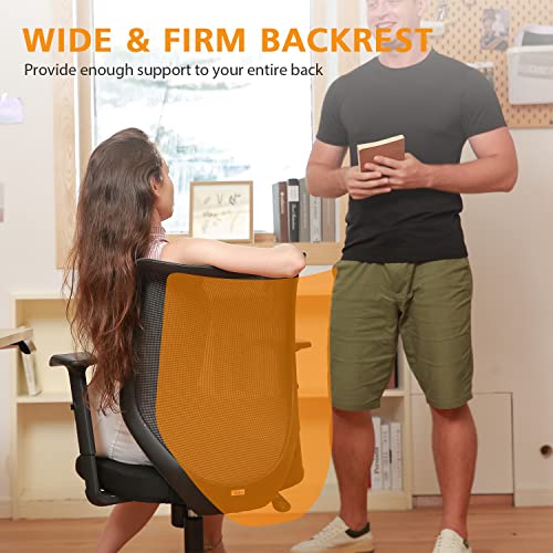 ETasker Ergonomic Office Chair Home: Mesh Desk Chairs with Wheels and Adjustable Arms - Comfortable Computer Desk Chair for Women Adults - Mid Back Swivel Task Chair for Home Office