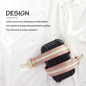 Youteer Adjustable Shoulder Crossbody Bag Strap Gold Buckle Replacement Handbag Strap Wide Purse Strap with Leather Pink Stripe