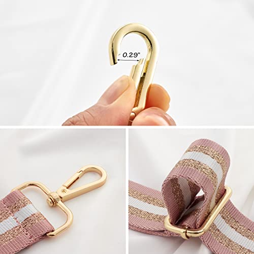 Youteer Adjustable Shoulder Crossbody Bag Strap Gold Buckle Replacement Handbag Strap Wide Purse Strap with Leather Pink Stripe