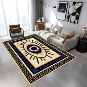 Boho Bohemian Psychedelic Evil Eye Modern Area Rugs Soft Non-Skid Indoor Carpet Doormats Floor Mat Entrance Rug Throw Rugs for Living Room Kitchen Bedroom Garden 5'x7'