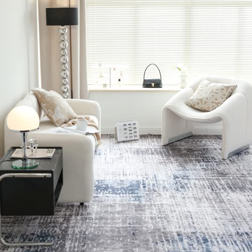 OMERAI Washable Rug 5'x7' Area Rugs for Living Room Abstract Rug Machine Washable Rug with Non Slip Rug for Bedroom Grey Rug Carpet Dining Home Decor Office Area Rug (Gray)