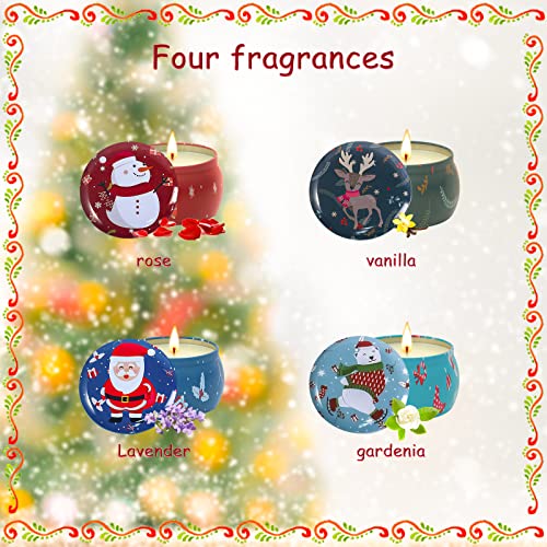 Christmas Scented Candles Gifts for Women - Soy Candles for Home Scented Aromatherapy Candle,120H Burning,Ideal for Meditation Yoga Bath SPA Relaxation（4PCS）