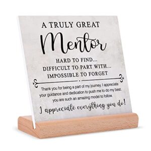 mentor gifts for women men, thank you mentor sign, plaque with stand, leaving going away retirement appreciation gifts for boss, coworker, teacher, counselor, coach, supervisor