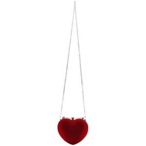 shyness heart diamonds women bags chain shoulder purse day clutches bags for party wedding(red)
