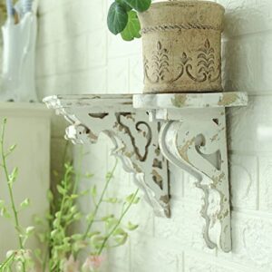 BIG FORTUNE Set of 2 Corbels for Shelves Wood Corbels Decorative Shelf Brackets Wooden Vintage Shelf Farmhouse Decor White Floating Wall Shelf Long