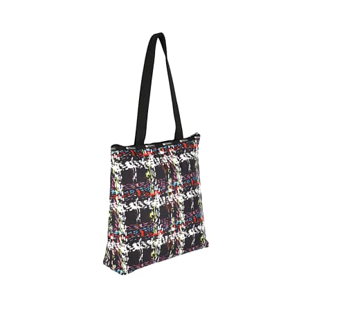 LeSportsac Running Weave Easy Magazine Tote Bag, Style 3531/Color E474, Festive & Colorful Confetti Style Abstract Printed Weave Pattern, Modern & Fun Interpretative Plaid Design