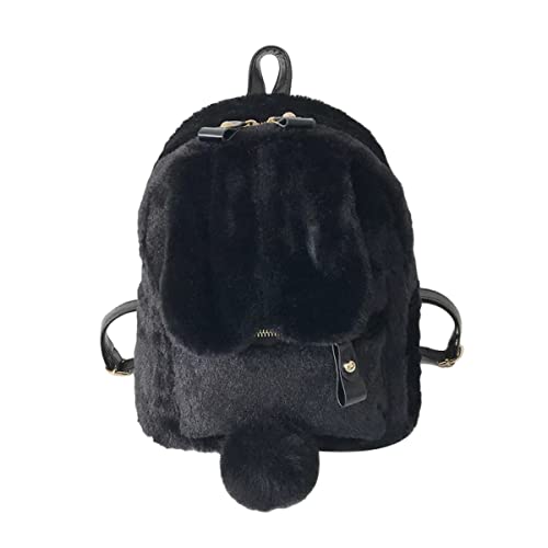 Fashion Furry Bag for Women Kawaii Backpack Fluffy Backpack Fuzzy School Bag Teen Girls anime Faux Fur Bunny Backpack (Black)