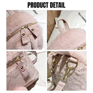 Fashion Furry Bag for Women Kawaii Backpack Fluffy Backpack Fuzzy School Bag Teen Girls anime Faux Fur Bunny Backpack (Black)