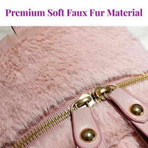 Fashion Furry Bag for Women Kawaii Backpack Fluffy Backpack Fuzzy School Bag Teen Girls anime Faux Fur Bunny Backpack (Black)