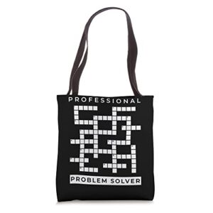 professional problem solver funny crossword puzzle tote bag
