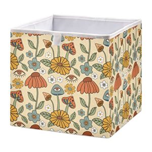 kigai mushroom eyes cube storage bins – 11x11x11 in large foldable storage basket fabric storage baskes organizer for toys, books, shelves, closet, home decor