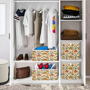 Kigai Mushroom Eyes Cube Storage Bins - 11x11x11 In Large Foldable Storage Basket Fabric Storage Baskes Organizer for Toys, Books, Shelves, Closet, Home Decor