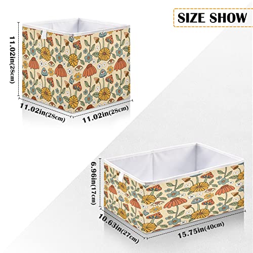 Kigai Mushroom Eyes Cube Storage Bins - 11x11x11 In Large Foldable Storage Basket Fabric Storage Baskes Organizer for Toys, Books, Shelves, Closet, Home Decor