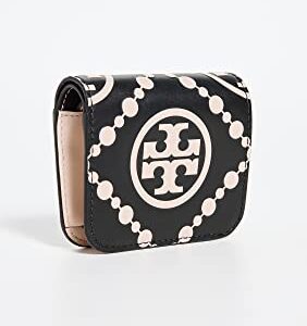 Tory Burch Women's T Monogram Contrast Embossed Mini Wallet, Black/New Cream, One Size