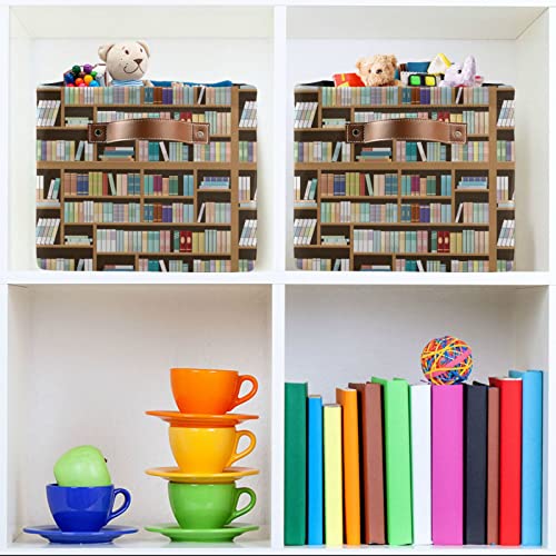 ALAZA Bookshelves Book Foldable Storage Box Storage Basket Organizer Bins with Handles for Shelf Closet Living Room Bedroom Home Office 1 Pack