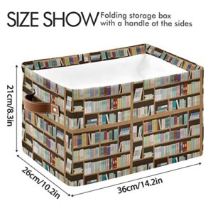 ALAZA Bookshelves Book Foldable Storage Box Storage Basket Organizer Bins with Handles for Shelf Closet Living Room Bedroom Home Office 1 Pack