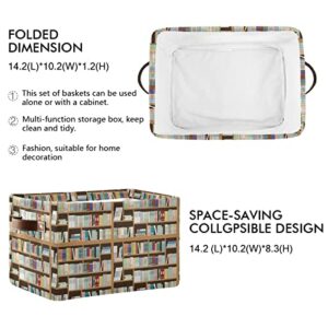 ALAZA Bookshelves Book Foldable Storage Box Storage Basket Organizer Bins with Handles for Shelf Closet Living Room Bedroom Home Office 1 Pack