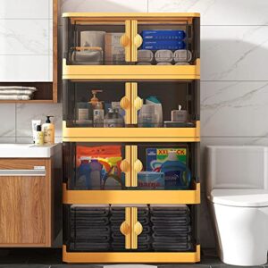 apaef Storage Bins with Lids 14.7 Gal Collapsible Storage Bins with Wheels,Stackable Plastic Closet Organizers and Storage Toy Storage Organizer Large with Double Doors & Secure Buckle (yellow)