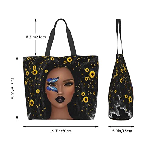YBSJDQ African American Woman Tote Bags Shoulder Bag Afro Black Girl Magic Satchel Handbags For Shopping,Work,Gym,Gift Bag