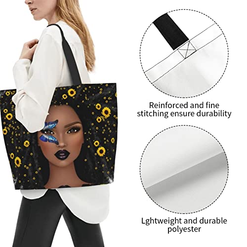 YBSJDQ African American Woman Tote Bags Shoulder Bag Afro Black Girl Magic Satchel Handbags For Shopping,Work,Gym,Gift Bag