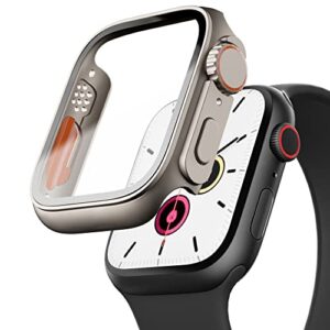 pzoz compatible for apple watch series 4/5/6/se 44mm hard case with tempered glass screen protector, unique design hard pc cover, bumper full coverage accessories for iwatch 4/5/6/se 44mm
