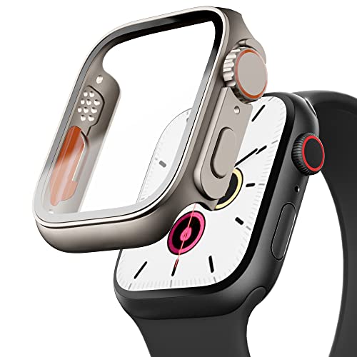 PZOZ Compatible for Apple Watch Series 4/5/6/SE 44mm Hard Case with Tempered Glass Screen Protector, Unique Design Hard PC Cover, Bumper Full Coverage Accessories for iWatch 4/5/6/SE 44mm