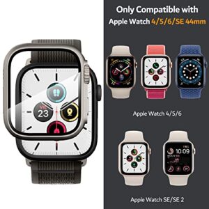 PZOZ Compatible for Apple Watch Series 4/5/6/SE 44mm Hard Case with Tempered Glass Screen Protector, Unique Design Hard PC Cover, Bumper Full Coverage Accessories for iWatch 4/5/6/SE 44mm