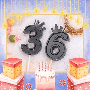 3inch Birthday Number Candle, Cake Topper Candle with Crown Black Numeral Cake Candles Birthday Cake Candle for Birthday Anniversary Parties (Number 3)