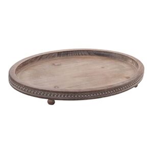 festwind decorative tray, oval wooden tray for coffee table kitchen dinning table entryway, small beaded tray for holidays, wood tray distressed brown
