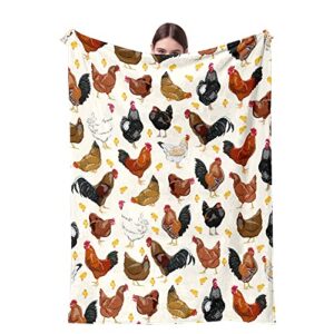 chicken fleece plush blanket funny rooster lightweight throw blanket for couch bed chicken room decor fuzzy super soft blankets chicken gifts for kids adults women 50″x60″ (chicken, 50″x60″)