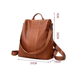 Limited Edition Leather Ladies' Anti-theft Backpack - Schoolbag Versatile Fashion Leisure Soft Leather Backpack (Brown)