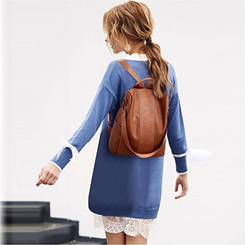 Limited Edition Leather Ladies' Anti-theft Backpack - Schoolbag Versatile Fashion Leisure Soft Leather Backpack (Brown)