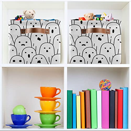 xigua Halloween Ghost Storage Basket Durable Canvas Storage Bins with Handles Large Collapsible Storage Bins Boxes for Shelves,Home Office,Toys,Closet & Laundry- 199PCS