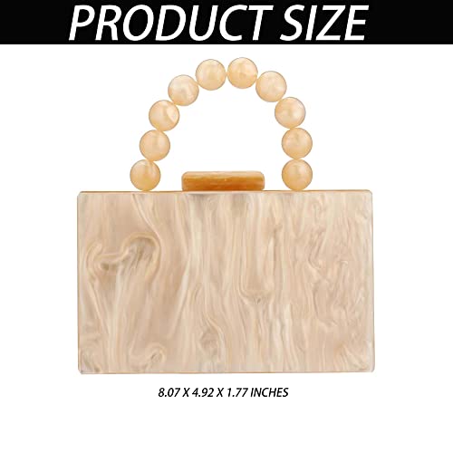 Buric Women Acrylic Clutch Purse Leopard Print Evening Bag Chain Formal Handbag Party Bridal Wedding Clutch Purse for Women (Apricot)