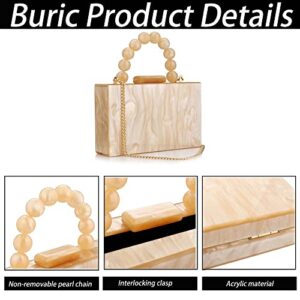 Buric Women Acrylic Clutch Purse Leopard Print Evening Bag Chain Formal Handbag Party Bridal Wedding Clutch Purse for Women (Apricot)