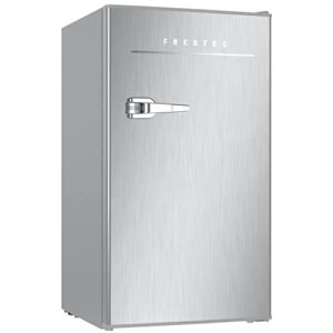 frestec 3.1 cu.ft mini fridge for bedroom, retro mini refrigerator with freezer, dorm fridge with freezer, compact small fridge perfect for room and office, adjustable temperature(with handle, silver)