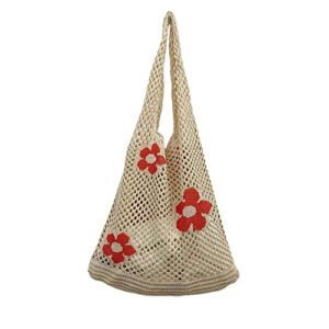 z-jeris crochet tote bag fairycore hobo bag for women girls fairy grunge aesthetic tote bag fairy grunge y2k accessories (beige)