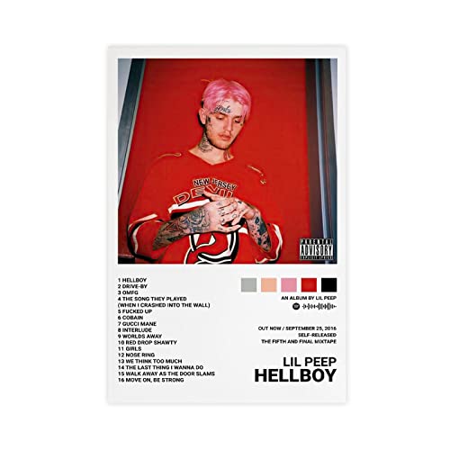 XIUXIN Lil Peep Hellboy Posters Album Cover Canvas Poster Unframe: 12x18inch(30x45cm)