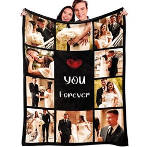 zookao custom blankets with photos and text, made in usa personalized picture blanket memorial throw blanket for couples, personalized gifts for anniversary valentine’s day(30″x40″)