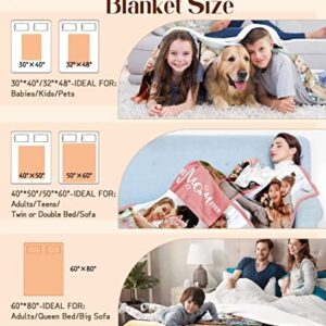 Zookao Custom Blankets with Photos and Text, Made in USA Personalized Picture Blanket Memorial Throw Blanket for Couples, Personalized Gifts for Anniversary Valentine's Day(30"x40")